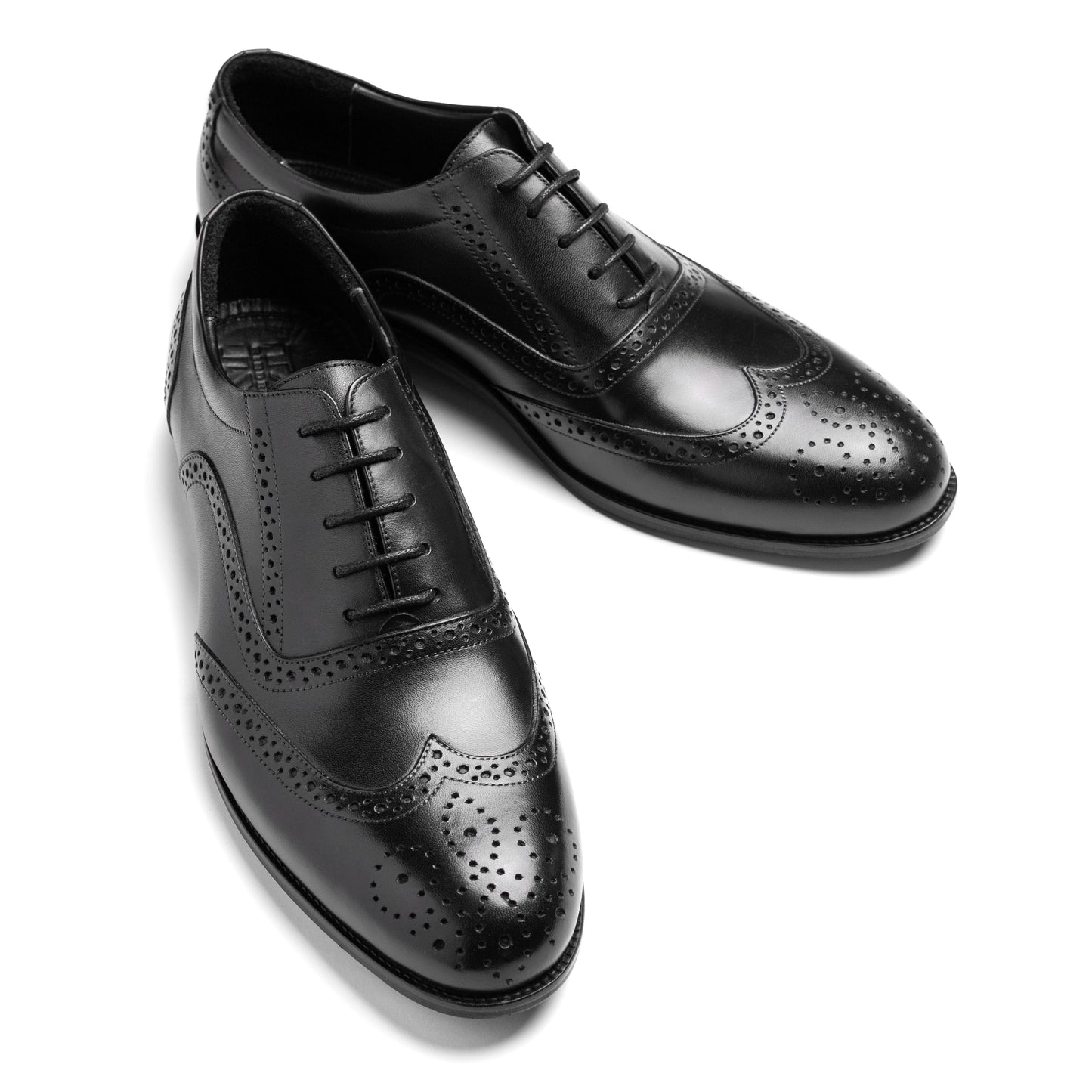 Stanford Limit Derby Black – premium leather brogue front view.