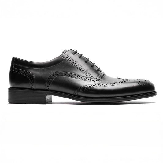 Side profile of Stanford Limit Derby Black showing classic punched detailing.