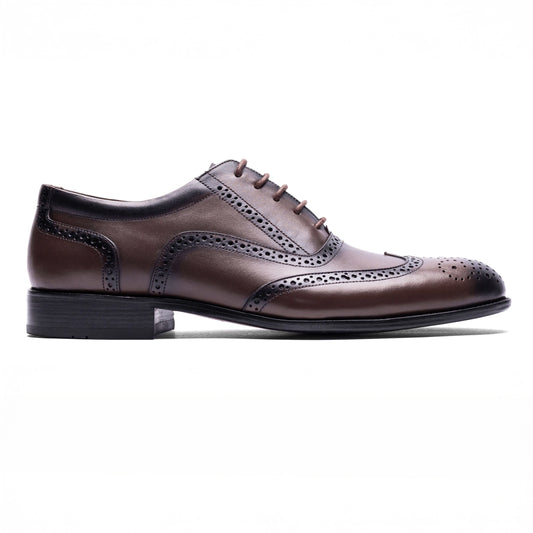 Side profile of Stanford Limit Derby Brown highlighting classic punched details.